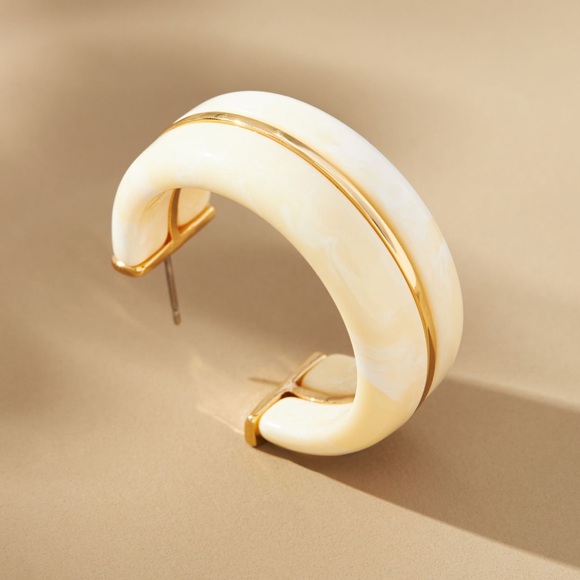 Anthropologie Thick Enamel Open Hoop Earrings - Picture 2 of 5